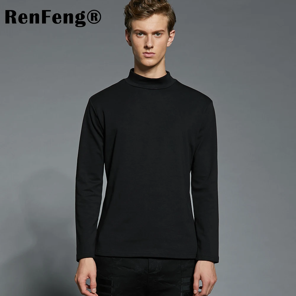 2018 Summer Men's Undershirts Long Sleeve Turtleneck Undershirt Men White T-Shirt Plus Size Top Tees 95 Cotton Thermal Underwear (19)
