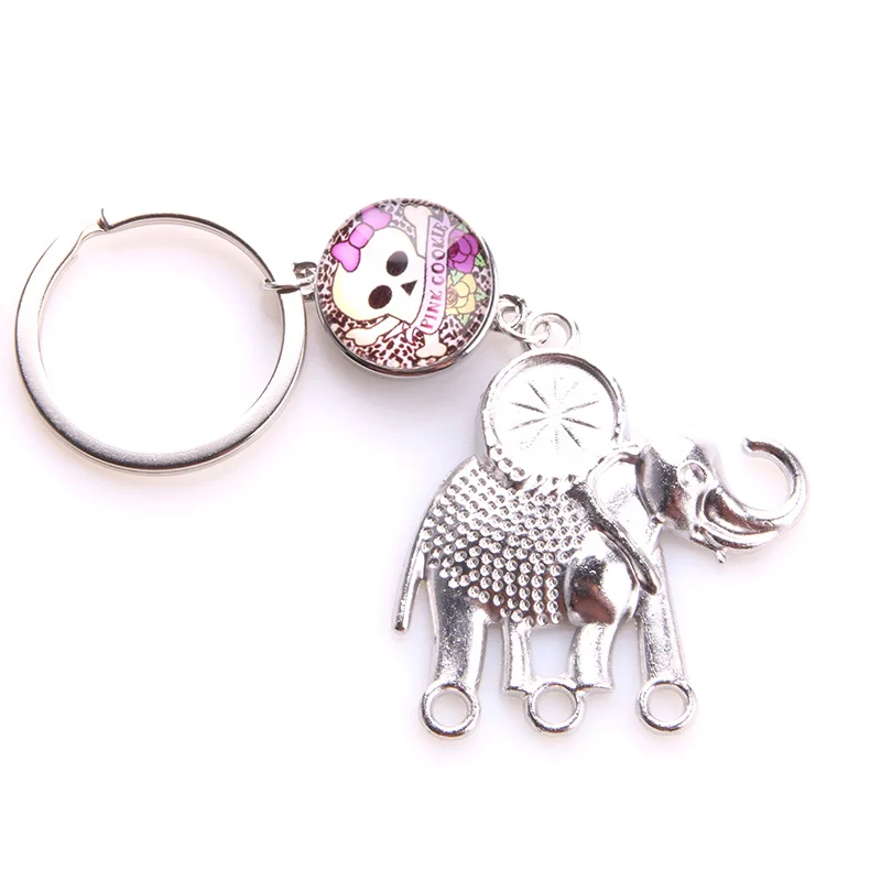 

Charm Vintage Elephant Keychain metal snap button Keyring men and women Suitable for DIY jewelry Accessories B1-28