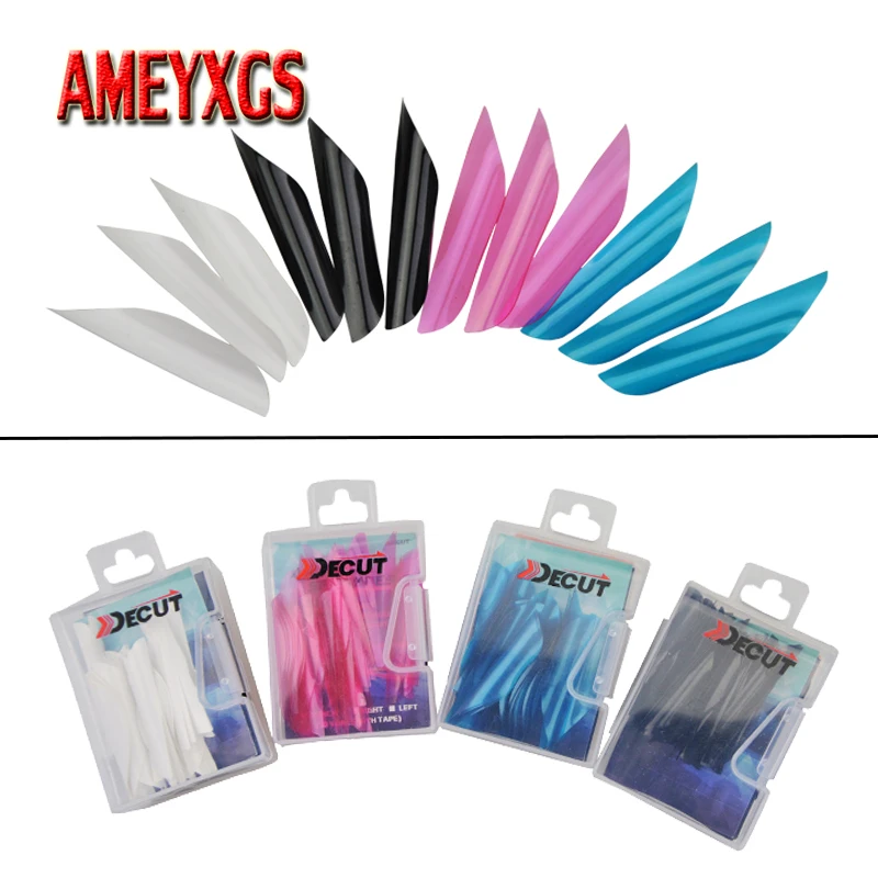 

50pcs 1.75inch Archery Spiral Feather Plastic Arrow Feathers Rotating Fletching For Bow And Arrow Hunting Shooting Accessories