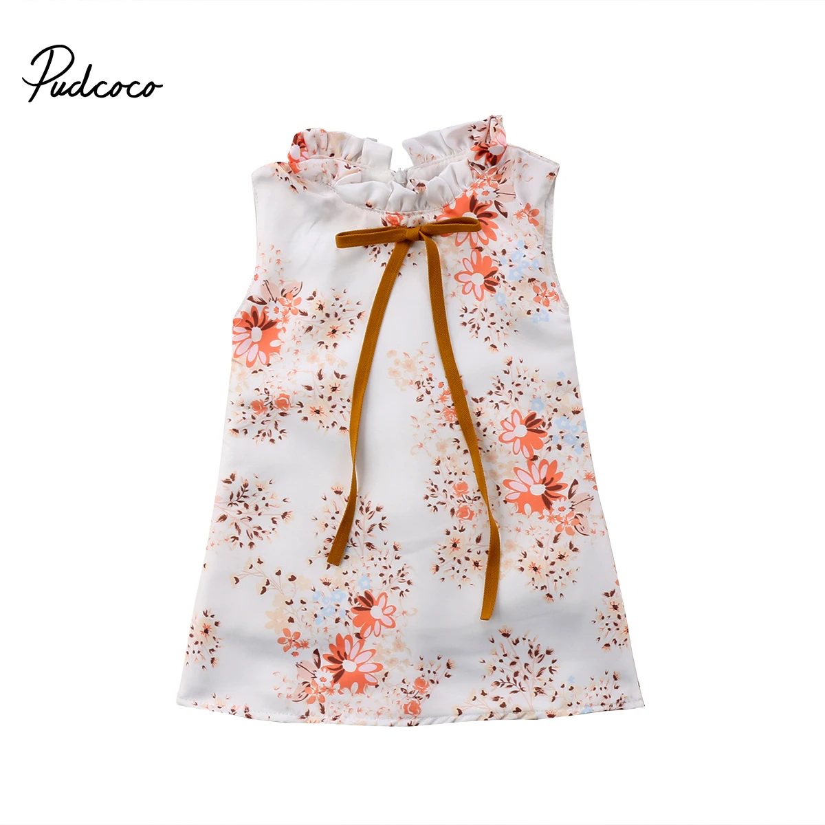 2018 Simple style Toddler Kids Baby Girls Princess Sleeveless Yellow Floral Dress Party Clothes Summer 0-6T | Детская одежда и