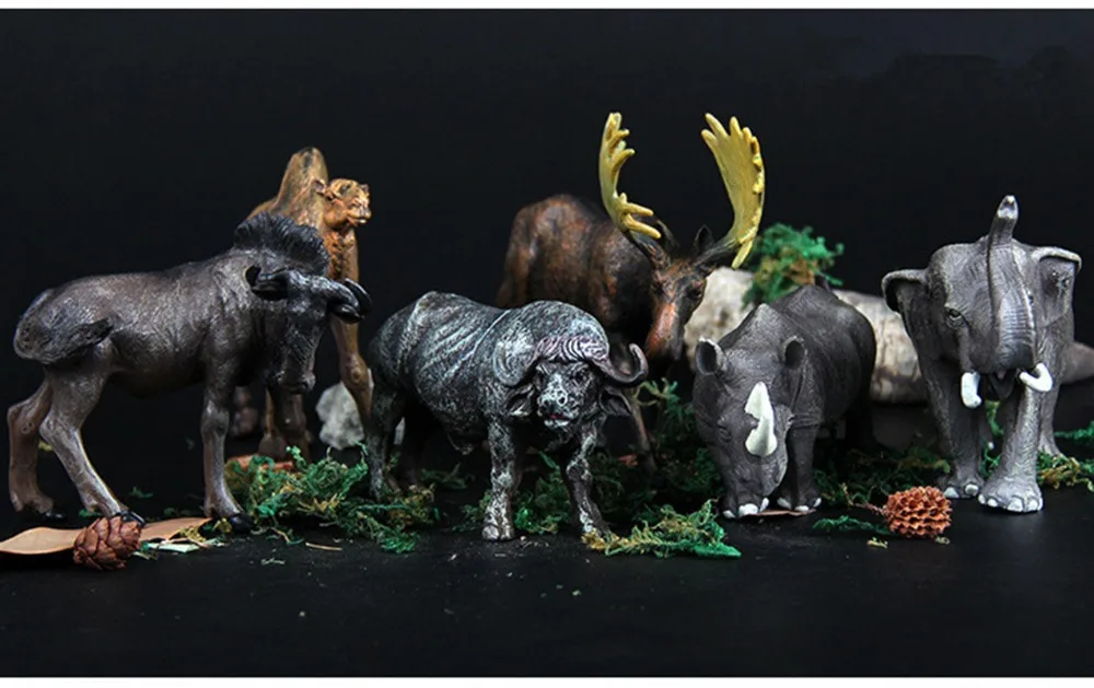 6PCS/set Plastic Zoo Animal Figure Panda Tiger Orangutan Sheep Wolf Dogs Kids Toy Lovely Toys Set Free Shipping | Игрушки и хобби