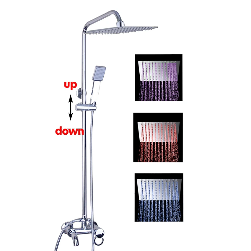 

YANKSMART Bathroom Shower Faucet Wall Mounted Polished Chrome Mixer 8" Rainfall Shower Faucet Set with Hand Spray Shower Set