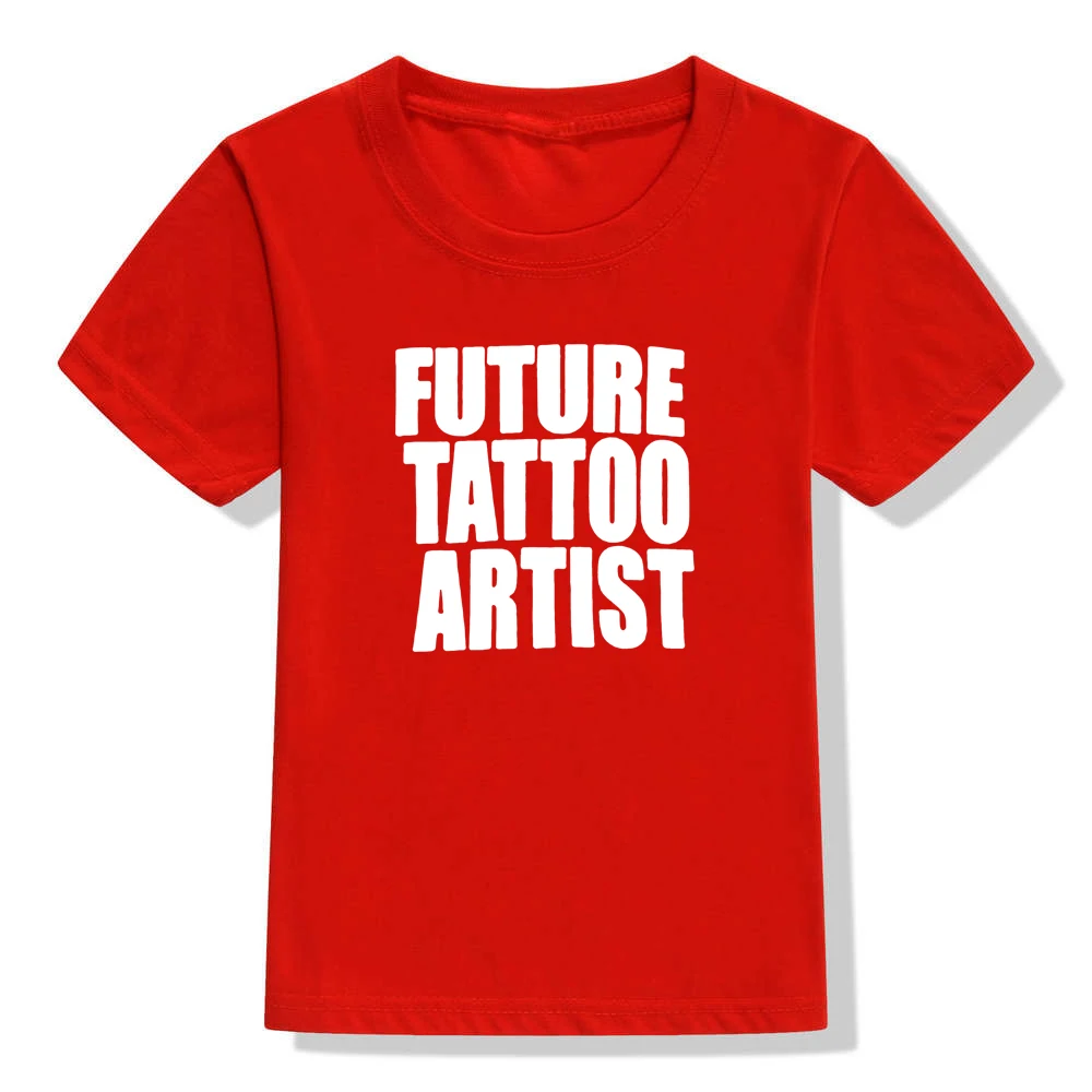 Летняя детская футболка для мальчиков с принтом «Future Tatto Artist» крутые футболки с короткими рукавами для маленьких девочек детская футболка топы с круглым вырезом, одежда для мальчиков
