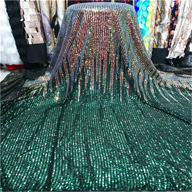 

African Lace Fabric 2019 High Quality Lace Sequins Fabric French Nigerian Lace Fabric Green Embroidery Wedding Lace