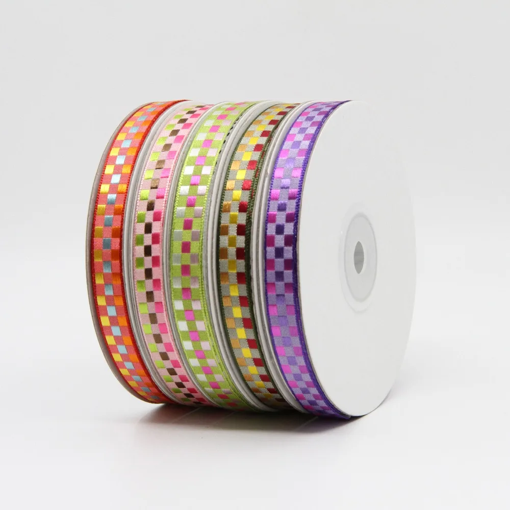 

9mm 10yards/lot Jacquard Embroidery Gingham Tartan Plaid Ribbon Hair Bow Wedding Birthday Decoration Handwork DIY Gift Wrapping
