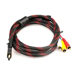 1,5 м HDMI-Male до 3 RCA (красный + желтый + белый) Видео Аудио AV кабель адаптер для дома цифровой высокой четкости ТВ