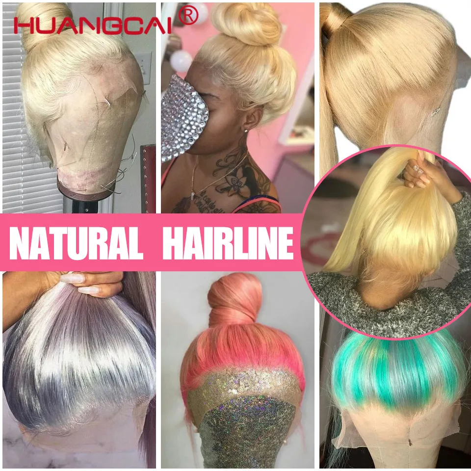 Glueless #613 Blonde Lace Front Human Hair Wigs Brazilian Straight Lace Frontal Wig Pre Plucked Honey Blonde Remy Lace Wigs