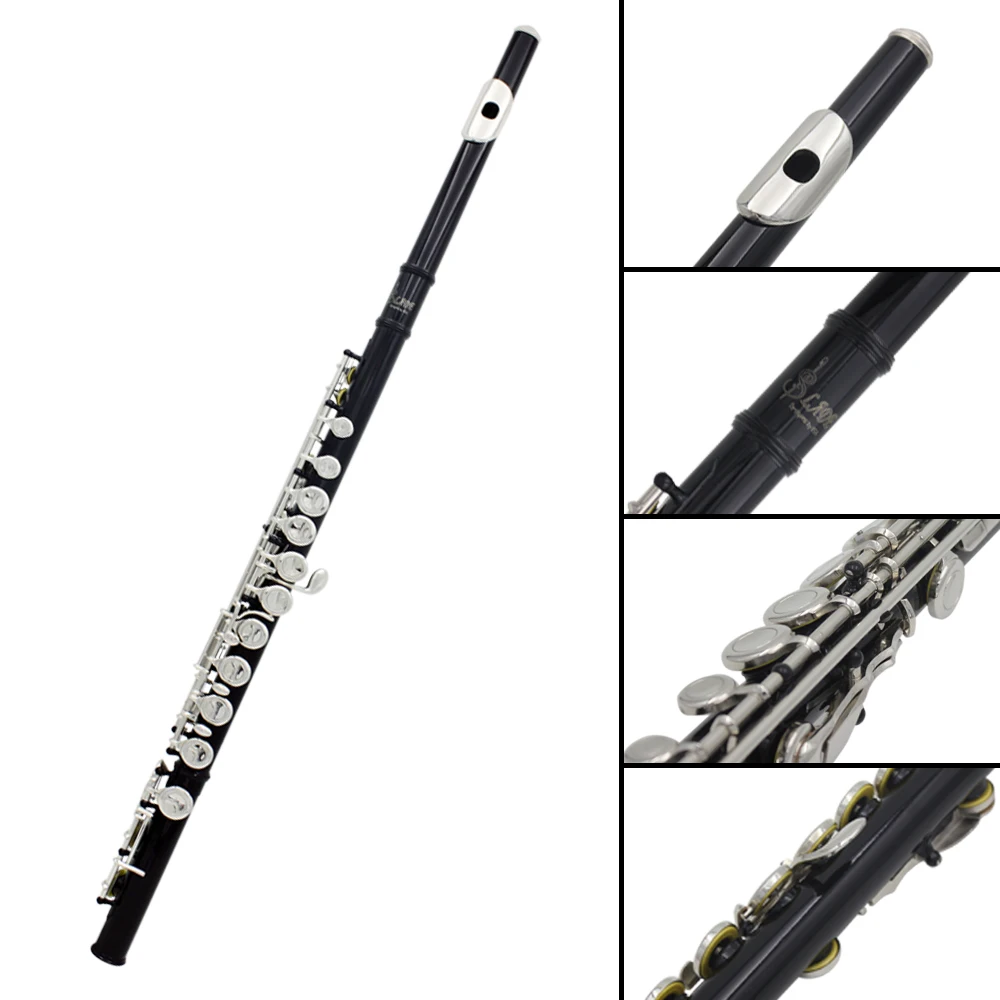 Западный концертный флейта из мельхиора покрытый серебром 16 отверстий C Ключ духовой инструмент с чистящей тканью палочки перчатки