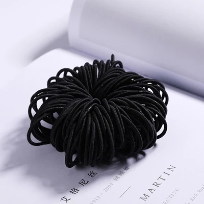 100Pcs/Pack 3cm Colorful Children Rubber Band High Quality Nylon Elastic Hair Bands Girls Cute Headband Fashion Hair Accessories - Цвет: Black