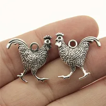 Wysiwyg 4 pçs 24x22mm galo frango charme pingentes para fazer jóias pingentes galo charme galo galo galo