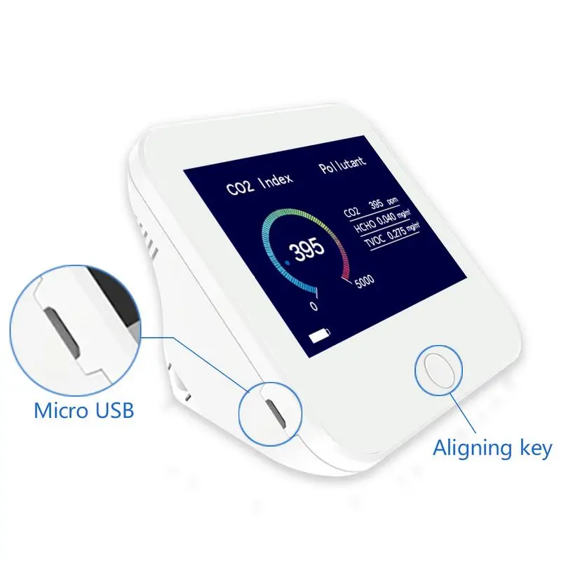 

Air Quality Analyzer Gas Analyzer HCHO CO2 TVOC Carbon Dioxide 0-5000ppm Formaldehyde Gas Detector Particles Monitor