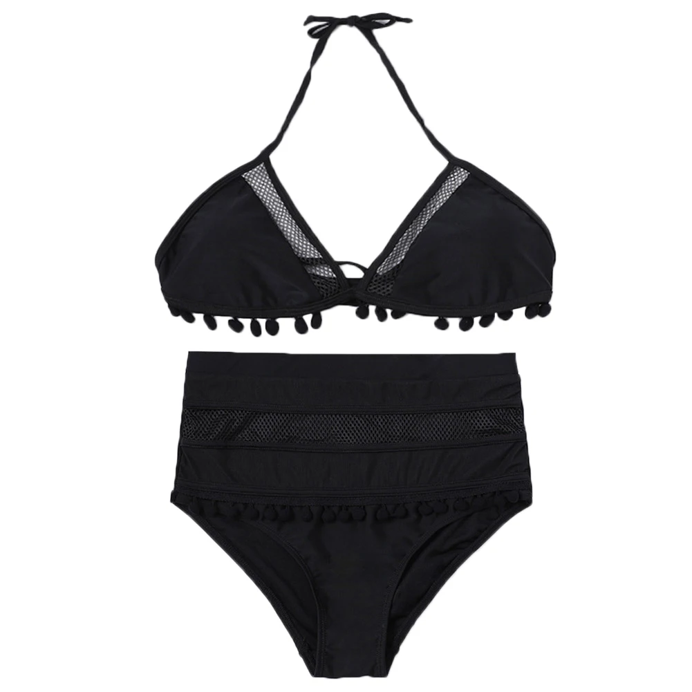 

Ladies Split Swimwear Set Black Lace Sling Bikini Briefs Swimsuits for Beach YS-BUY