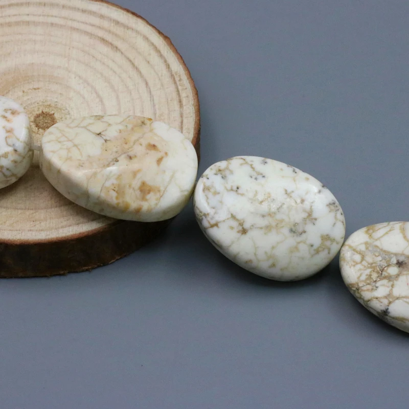 Twist Oval Shape White Turkey Stone Loose Beads 18x25mm 15