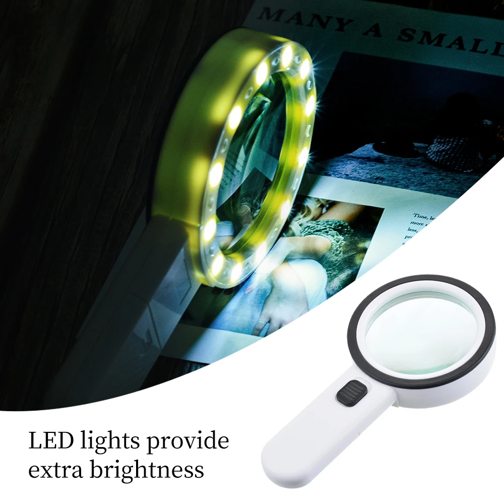 

Urijk 1 PC 30X 12LED Lights High Magnification Magnifying Glass Double Lens Upgraded Magnifier Lamp Magnifying Glass