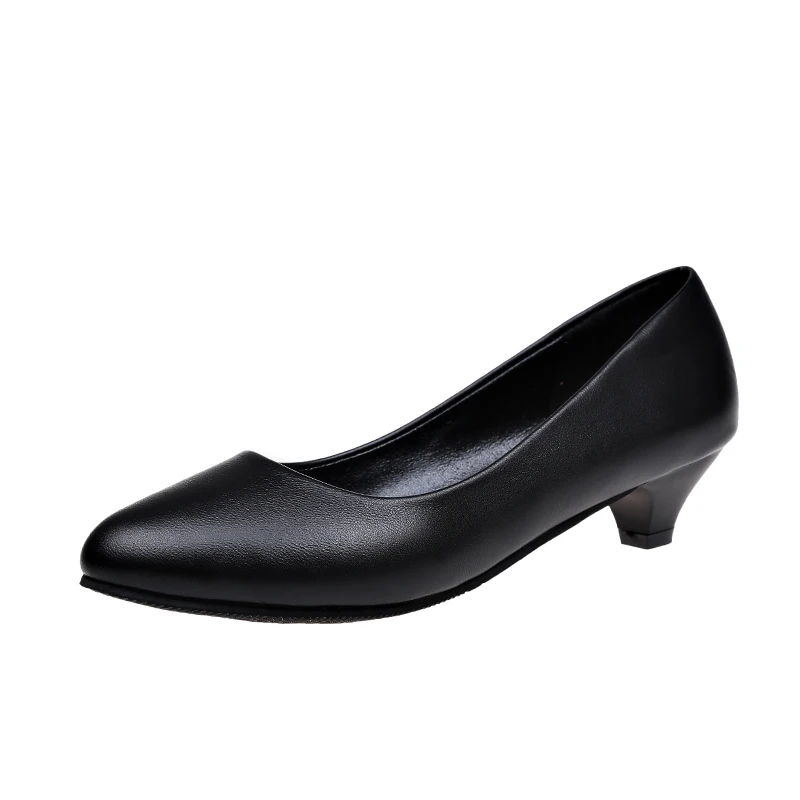 Демисезонная женская обувь на низком каблуке размера плюс 35-41 Черные Водонепроницаемые Мокасины Офисная Женская обувь Туфли-лодочки на среднем каблуке zapatos mujer 6156