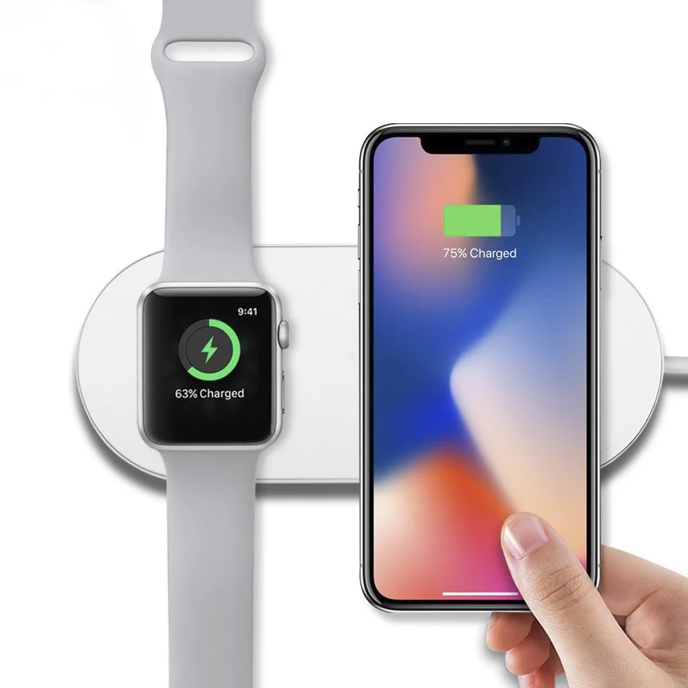 Беспроводной Быстрая зарядка для Apple Watch Series 3/2 iPhone X 8/8 Plus samsung Galaxy S8/плюс все Ци