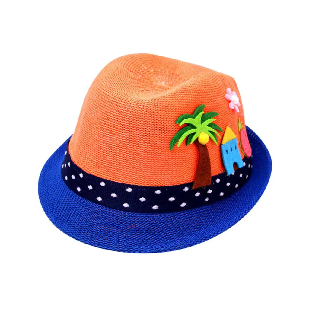 USPS/Летняя дышащая шляпа соломенная шляпа для маленьких мальчиков и девочек с рисунком из мультфильма, шапка для мальчиков и девочек,, Прямая, подарок - Цвет: Оранжевый