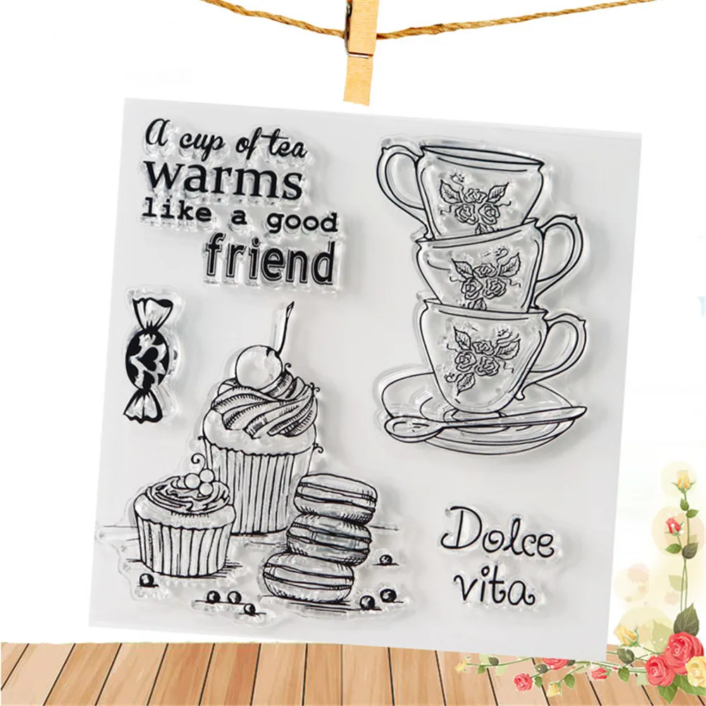 Silicone Transparent  Rubber Stamp For DIY Scrapbooking Card Making Background Skull Clear Stamps Birthday Coffee Cups Stamp