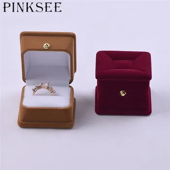 

PINKSEE Elegant Wedding Jewellery Velvet Earring Ring Storage Box Gift Packing Box Charm Jewelry Display Storage
