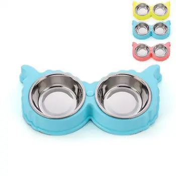 

Pet Dog Three Colors Stainless Steel Thick Anti-slip Bowl Food Water Double Feeder For Dogs Cats BW757