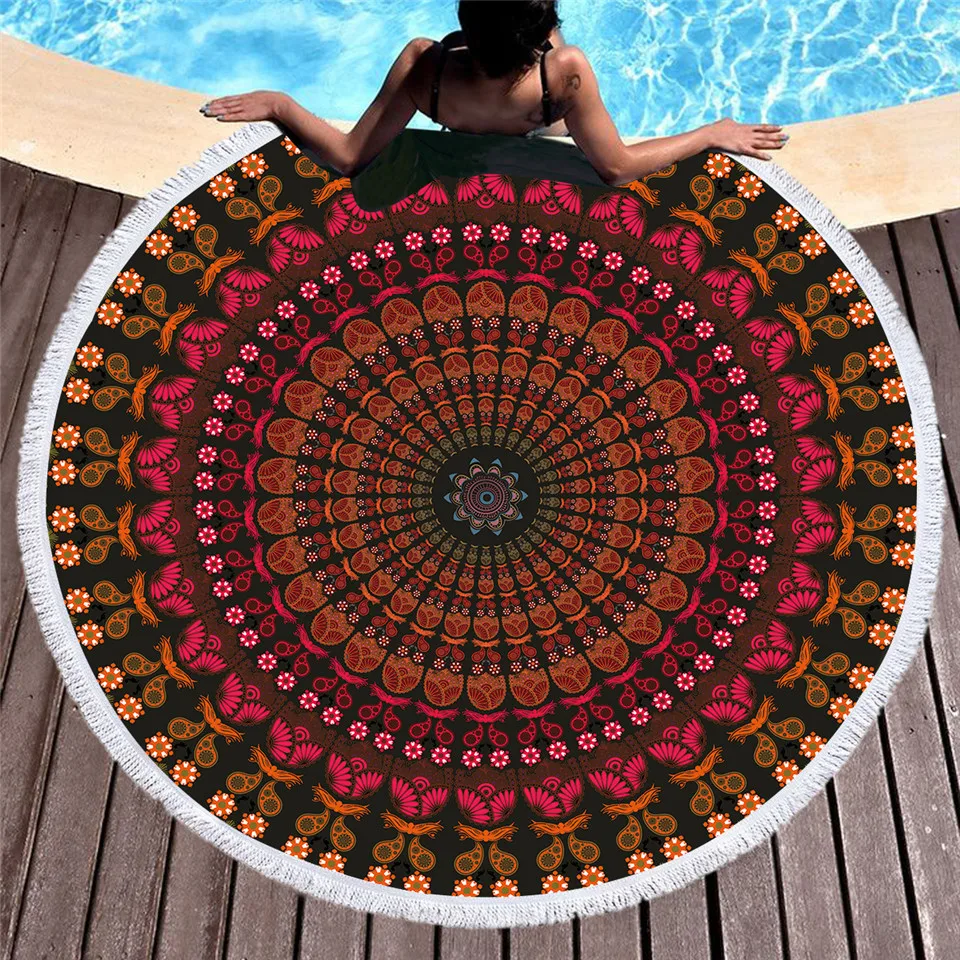 Boho Floral Round Beach Towel - Multifunction Yoga Mat – Lovata Yoga