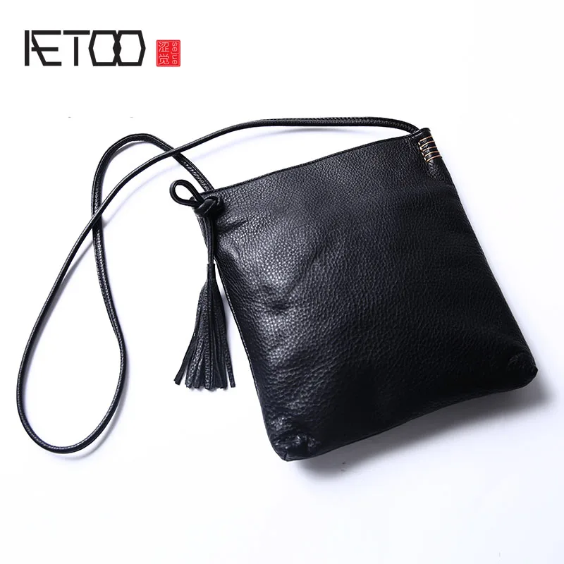 

AETOO Women 's new front layer leather retro large - capacity package soft leather envelope bag leather simple shoulder Messenge