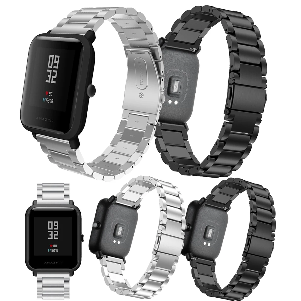 20 мм ремешок для Xiaomi Huami Amazfit Youth умные часы металлический браслет из нержавеющей стали Сменный ремень для Amazfit Bip наручные часы
