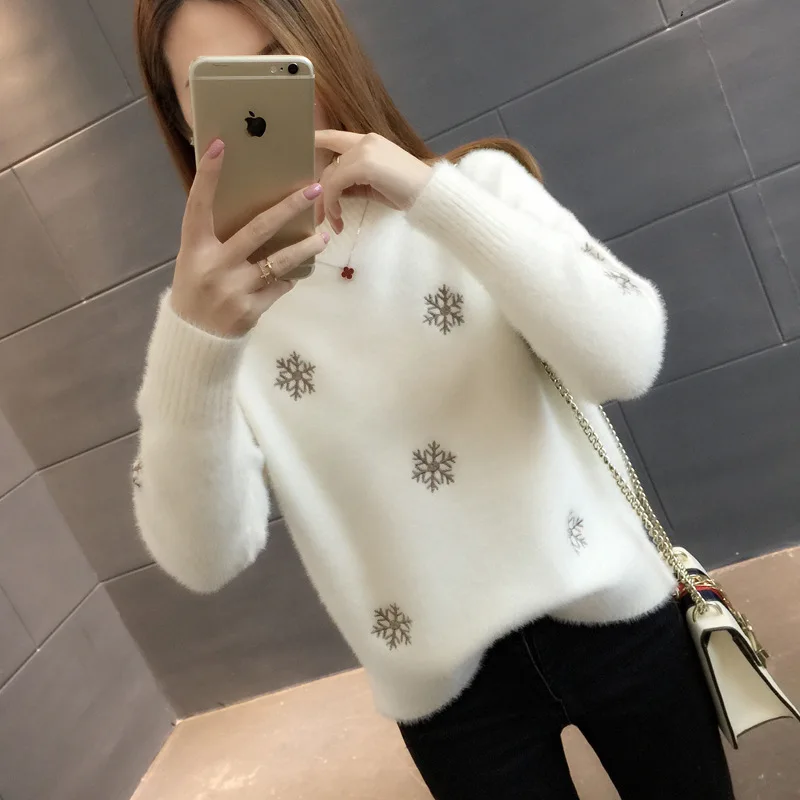

MLXSLKY 2019 Autumn and winter new loose pullover sweater bottoming half-neck womens sweater