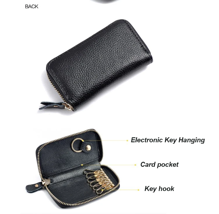Wholesale Leather  Car Key Case Wallet Bag  Men's Card Package Multi-function Women's Purse Real Estate Gifts customization