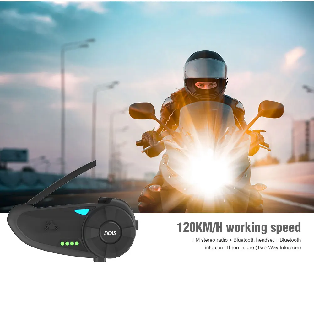 Пара EJEAS Quick 20 2 Rider Интерком мотоциклетный шлем гарнитура Bluetooth 4,2 FM радио Голосовые подсказки быстрое соединение 1,2 км