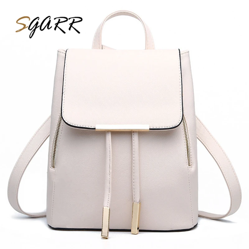 

SGARR Women Backpacks Solid Fashion School Bag For Teenage Ladies School Bags Shoulder Pu Leather Female Travel Small Purse