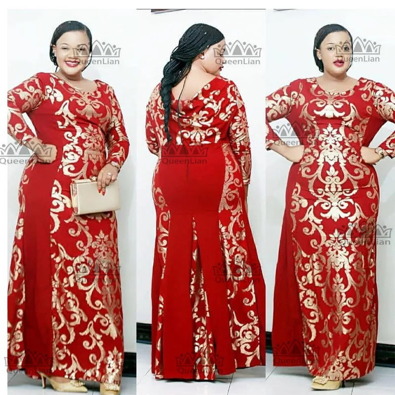 

2019 New African Elastic Baggy Pants Party Style Dashiki Sleeve Dress For Lady (02#)