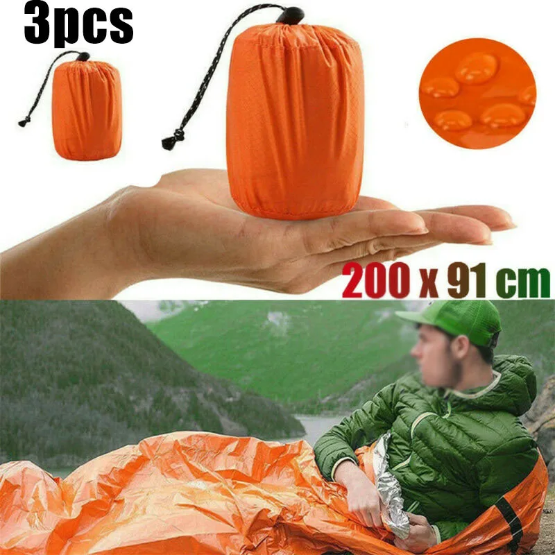 

3Pcs Emergency Sleeping Bag Thermal Waterproof Outdoor Survival Camping Hiking