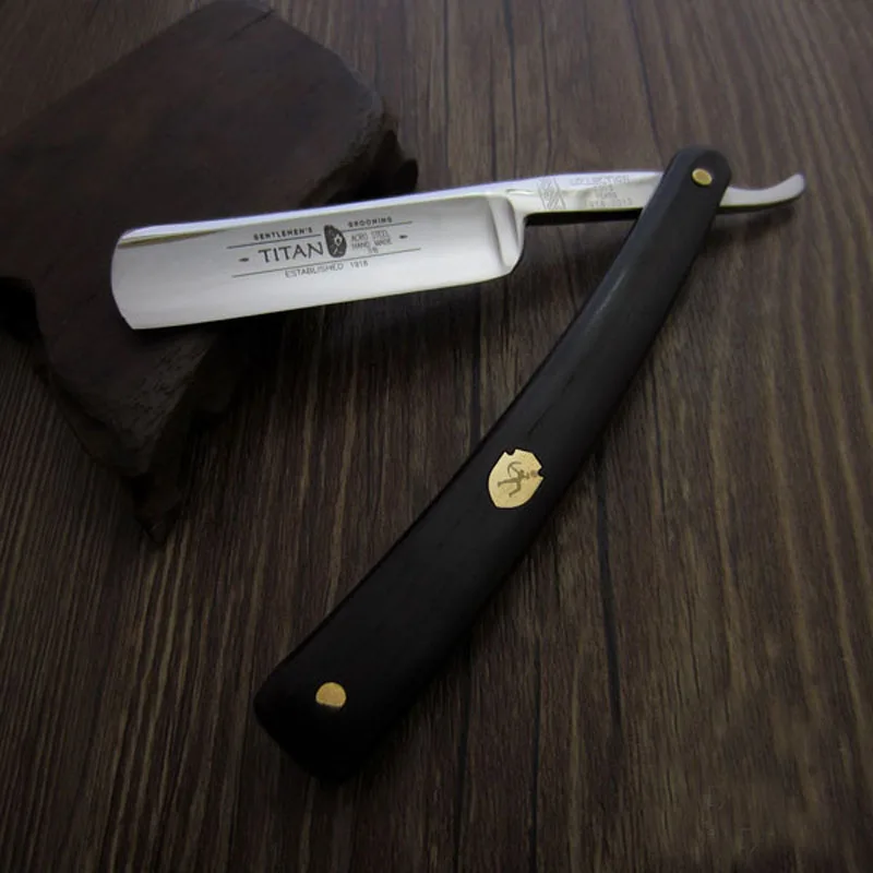 Japan Steel Men Shaving Straight Razor Classic Titan Barber Razor Black Ebony Wood Handle Manual Shaver Kit
