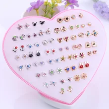 36 пар/компл. микс Мини ручной работы с цветочным узором глина серьги-гвоздики в форме комплекты фруктовые серьги, комплект для маленьких девочек с принтом в виде сердец и серьги ювелирные изделия