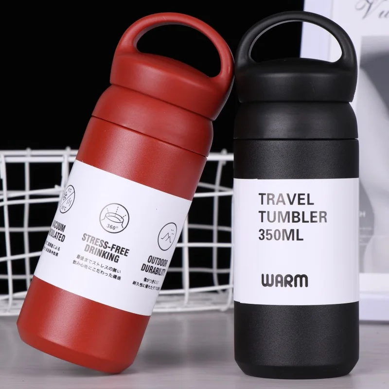 

Hot Sales 350ML Insulated Vacuum Flasks Stainless Steel office Thermos cup Water Bottle portable handle Lid Travel coffee Mug