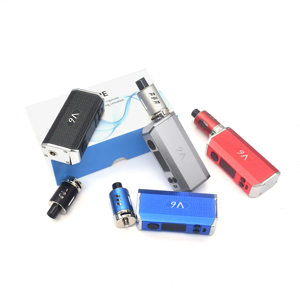 Original electric cigarette V6 100W MOD KIT 2600mah Built-in Battery with 2ml capacity Atomizer LED display VAPE pen mod kit