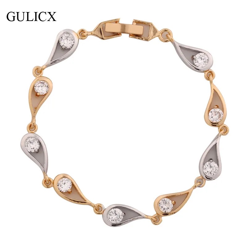 Gulicx бренд Модный австрийский Кристал браслет ручной цепи для женщин золотой цвет браслет подарочные украшения для помолвки L161