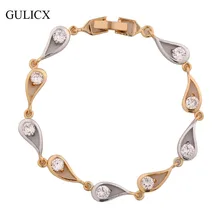 Gulicx бренд Модный австрийский Кристал браслет ручной цепи для женщин золотой цвет браслет подарочные украшения для помолвки L161