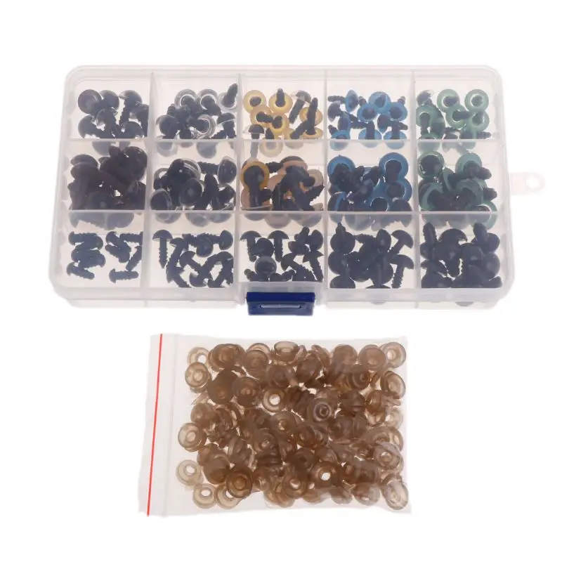

150pcs 0.5-12mm Plastic Safety Eyes For Bear Doll Puppet Plush Animal Craft DIY Accessories With Washers