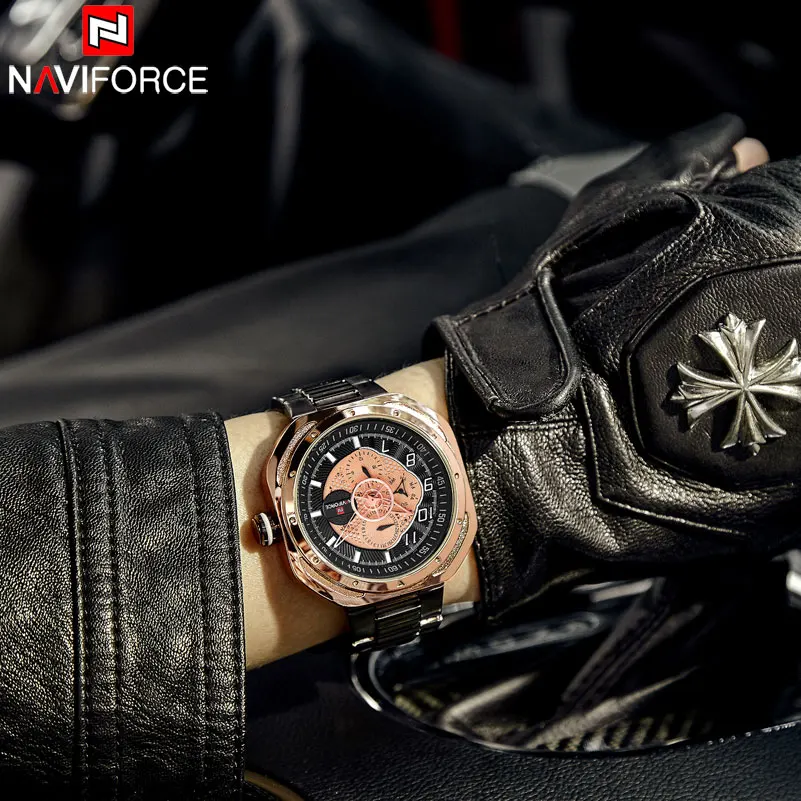 NAVIFORCE Мужские кварцевые часы лучший бренд спортивные Авто Дата Неделя дисплей