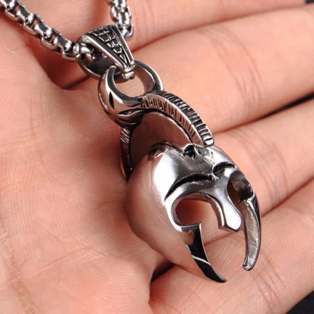 Ancient Greece Spartan Warrior Silver/Gold/Black Helmet Mens Pendant