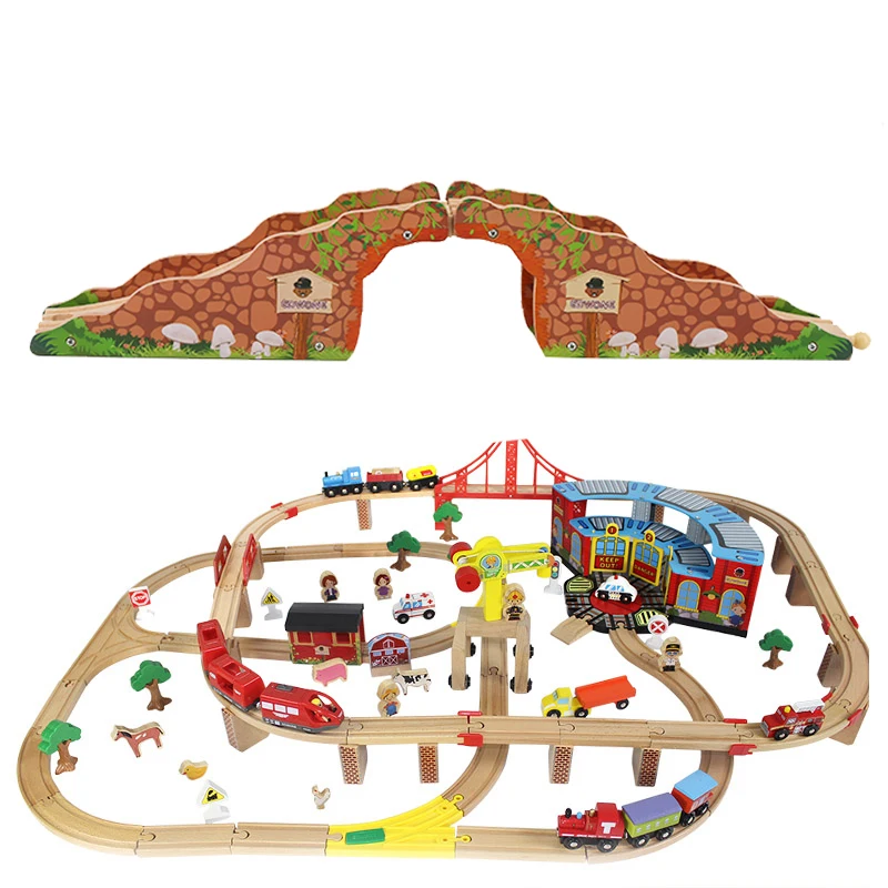 Железнодорожные мосты игрушки деревянный поезд трек развивающие железнодорожные пещеры блоки аксессуары игрушки для детей подарки на день рождения
