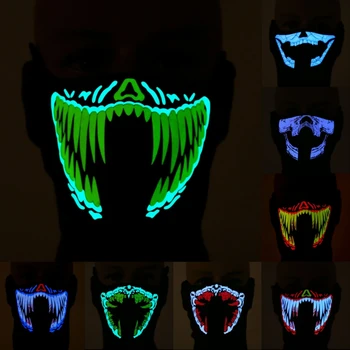 

HBB 1PC Super Cool Led Mask Luminous Skull Mask Maske Masque Horreur Halloween Decor Craft Supplies Adults Kids Flashing Toys