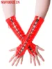 KH47-guantes largos de PVC para mujer, negros y rojos, Sexy, fetiche, de piel sintética, guantes con lazos, para discoteca, disfraces de Cosplay, 2017 ► Foto 2/2