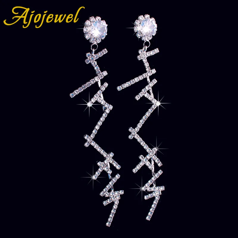 

Ajojewel Luxury European American Style Rhinestone Lightning Earrings For Women Long Exaggerated Earrings 2018