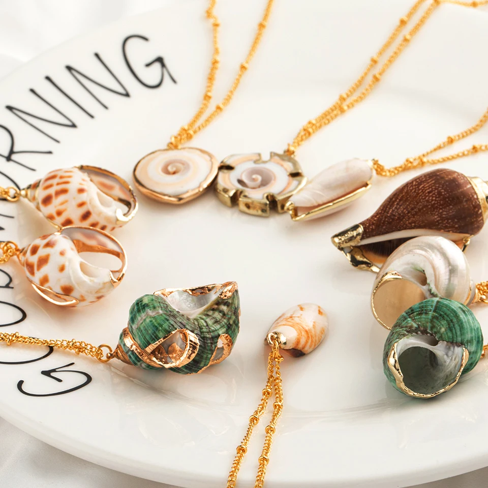 Boho Conch Cowrie Seashell Sea Shell ожерелья с подвесками для женщин 2019 модные летние пляжные