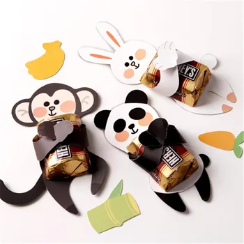 

60pcs Paper Card Candy Box Panda/Rabbit/Monkey Chocolate Box Christmas Gifts Baby Shower Kids Birthday Party Decoration Supplies