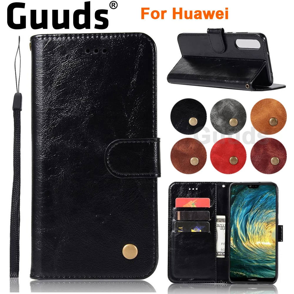 Для Huawei P8 P9 P10 Plus P20 Pro Lite Honor 6x7x8 9 Mate Leater чехол Роскошный Ретро кожаный бумажник для