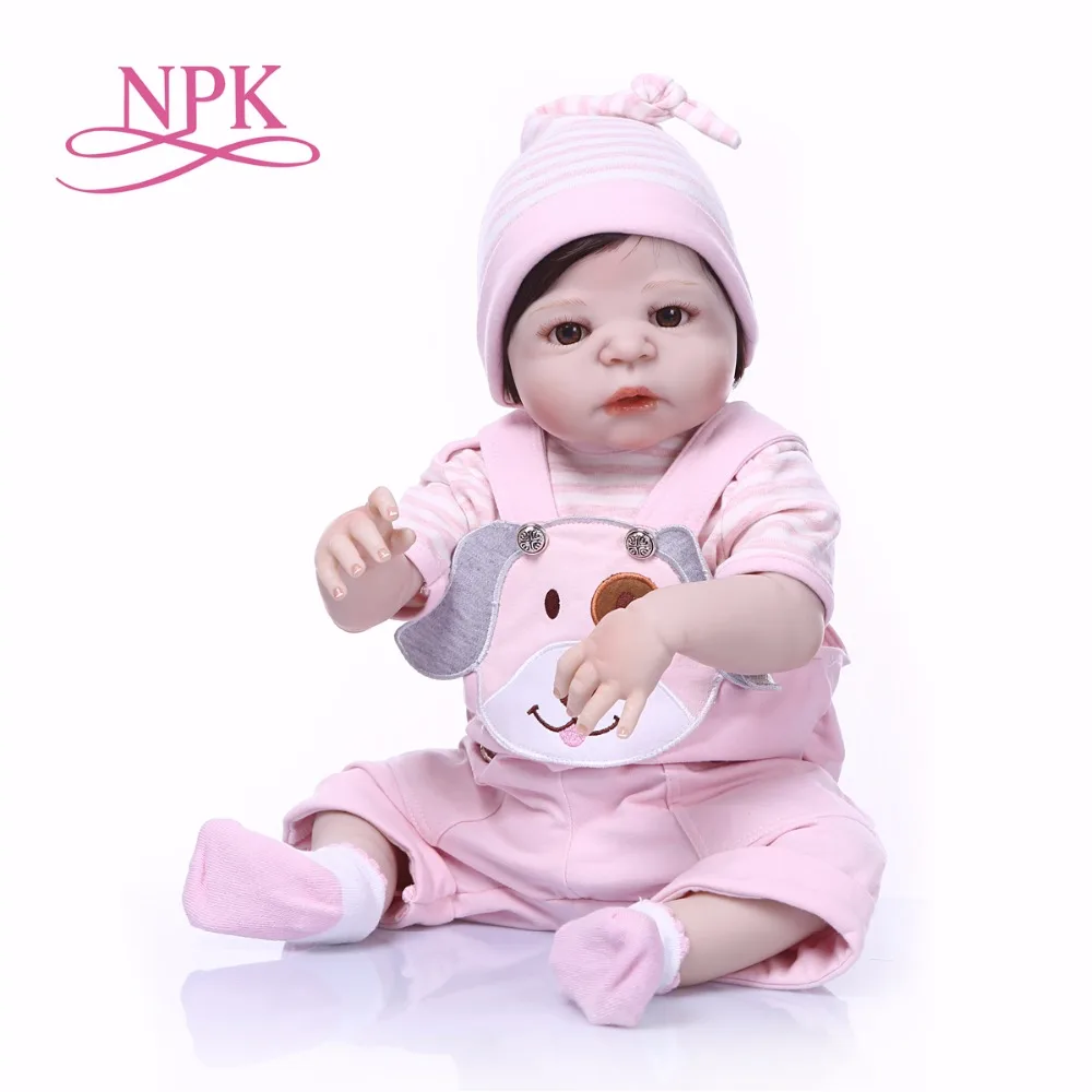 NPK 57 см Полный Силиконовые Baby Doll роспись натуралистичные куклы в виде новорожденных младенцев игрушки девушки боди для детей Рождество или